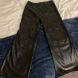 Women’s Lined Black Faux Leather Boot Cut / Flare Pants